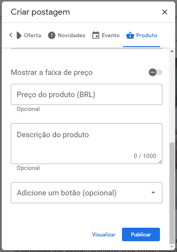 Detalhes Produto Google Meu Negócio